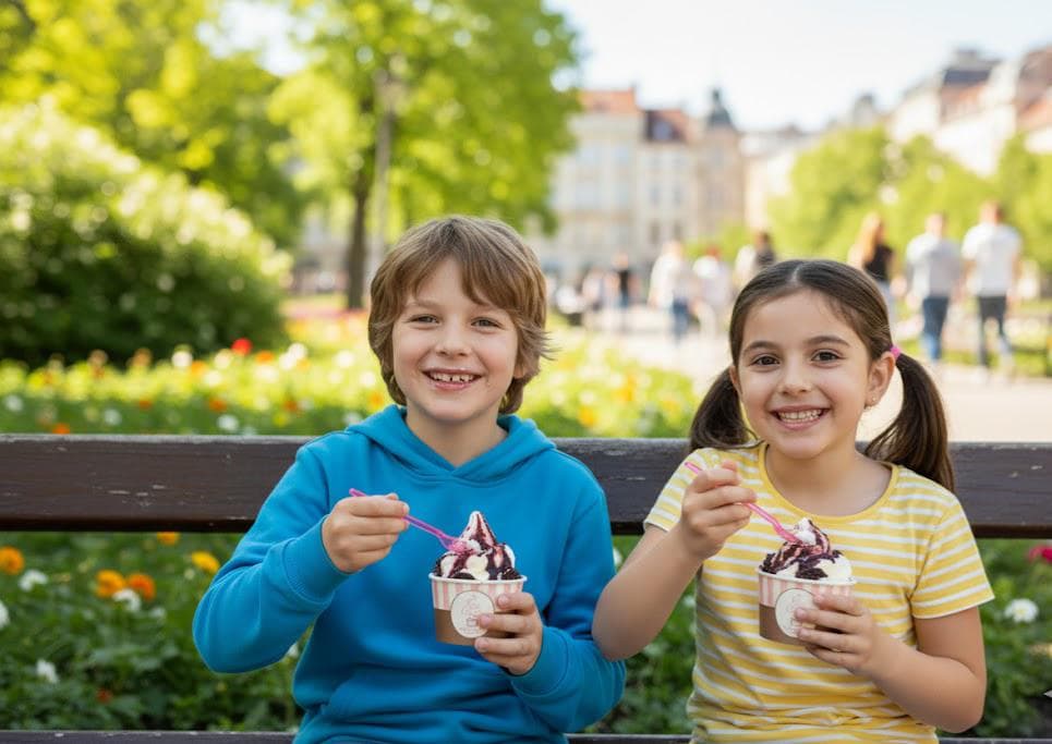 Children eating ice cream